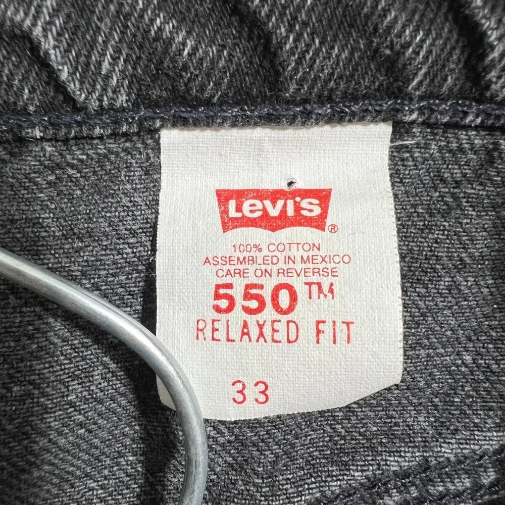 Vintage Levis 550 Jean Shorts Mens 33 (31) Black Red Batwing Orange Tab 90s
